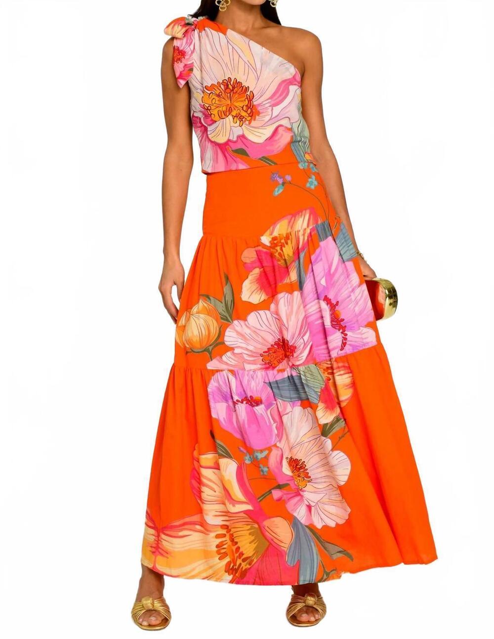 NEW ELIZABETH JAMES THE LABEL penelope skirt in sunset blooms